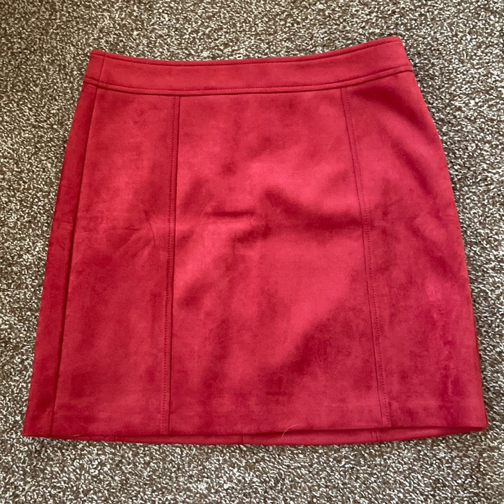 Loft Apple Red Suede Skirt Size 8P